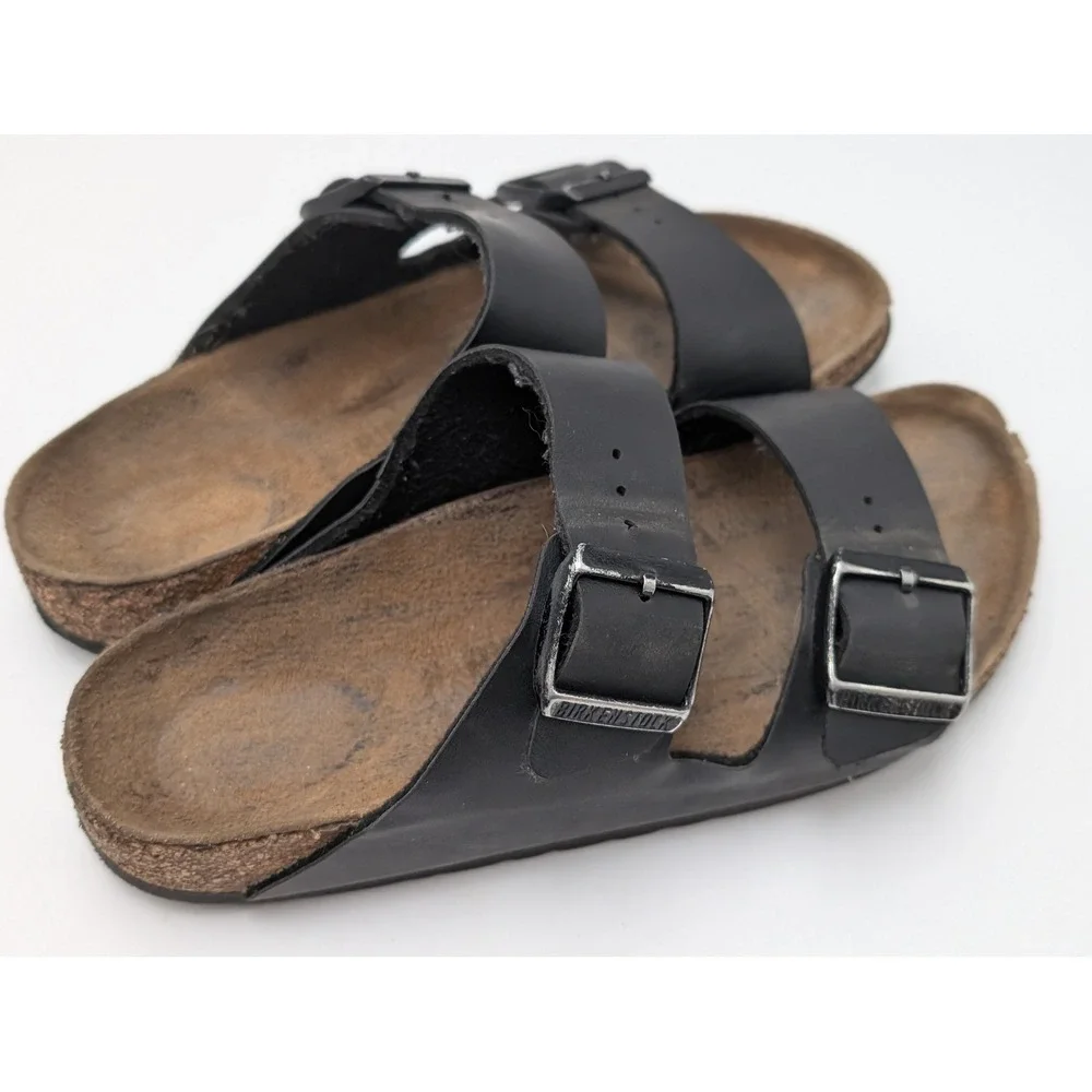 Birkenstock Sandals Mens 36 Black Arizona Slide Two Strap Cork Footbed Casual